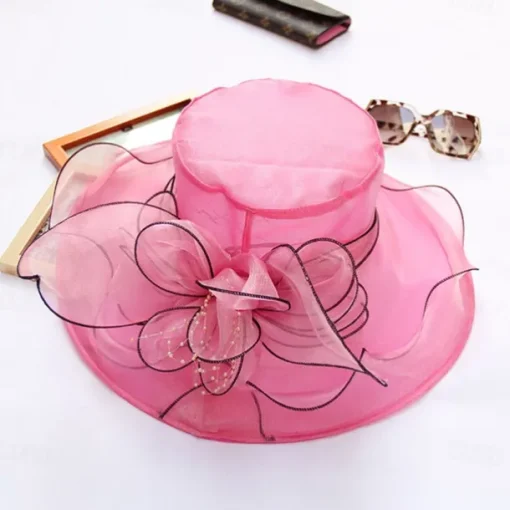 2025 Womens Organza Church Derby Hat - Elegant Fashionable Tea Party Fascinator and Church Hat