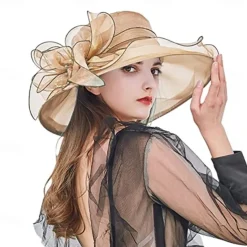 2025 Womens Organza Church Derby Hat - Elegant Fashionable Tea Party Fascinator and Church Hat