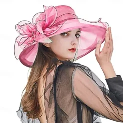 2025 Womens Organza Church Derby Hat - Elegant Fashionable Tea Party Fascinator and Church Hat