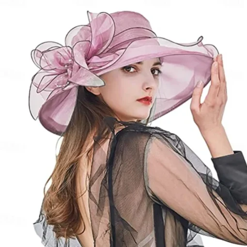 2025 Womens Organza Church Derby Hat - Elegant Fashionable Tea Party Fascinator and Church Hat