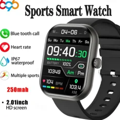 696 ZW65 Smart Watch 2.01 inch Smart Band Fitness Bracelet Bluetooth Pedometer Call Reminder Sleep Tracker Compatible with Android iOS Women Men Hands-Free Calls Message Reminder Custom Watch Face