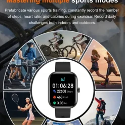 696 ZW65 Smart Watch 2.01 inch Smart Band Fitness Bracelet Bluetooth Pedometer Call Reminder Sleep Tracker Compatible with Android iOS Women Men Hands-Free Calls Message Reminder Custom Watch Face