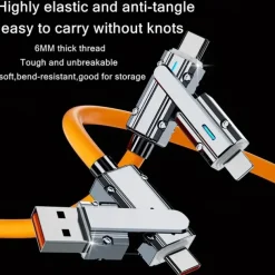 6A 4 in 1 Two Tow Two Data Cable 120w Flash Charge Type-c Mobile Phone Charging Cable Super Fast Charge