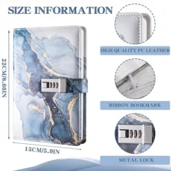 A5 180 Pages Retro Password Book with Lock, Creative Handcrafted Journal, Thickened Paper, Student Notepad Binder, Back to School Gift, Stationery Notebook