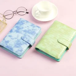 A6 Crocodile Budget Binder Cover PU Leather Notebook Binder with Hidden Snap Buckle Small 6 Ring Refillable Journal Binder