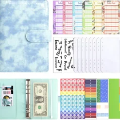 A6 Crocodile Budget Binder Cover PU Leather Notebook Binder with Hidden Snap Buckle Small 6 Ring Refillable Journal Binder