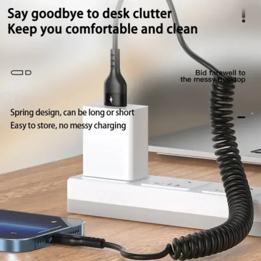 5A Fast Charging Type C Cable Micro USB Spring Car USB Cable For Samsung Xiaomi Redmi POCO Huawei Honor Phone Accessories Gift