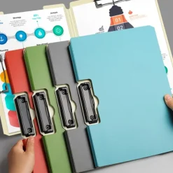 A4 File Folder Clipboard Writing Pad Memo Clip Board Double Clips Test Paper Storage Organizer Portable Pad School Supplies Offi