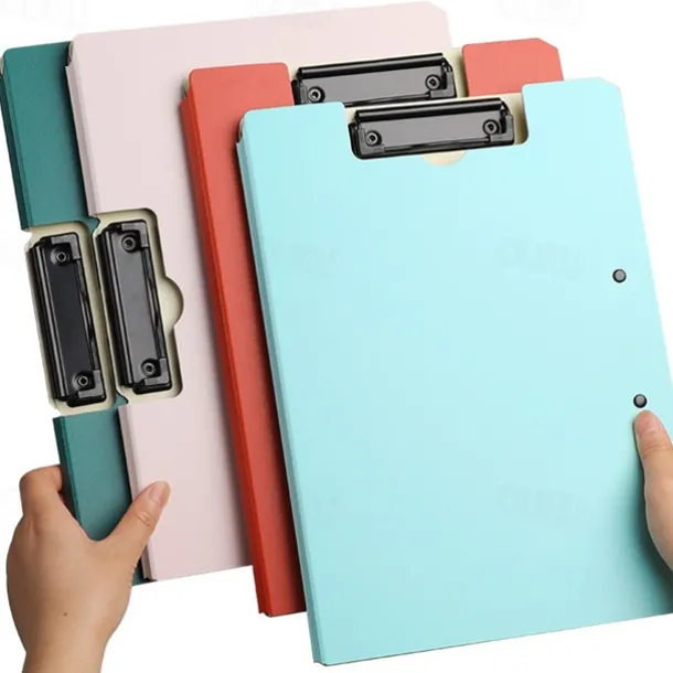 A4 File Folder Clipboard Writing Pad Memo Clip Board Double Clips Test Paper Storage Organizer Portable Pad School Supplies Offi