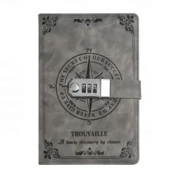 A5 Leather Notebook with Lock, Password Diary Journal for College Students, Retro Handcrafted Thickened Paper, Back to School Gift, Stationery