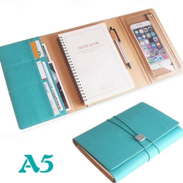 A5 Loose Leaf Creative Notepad Multifunctional Business Leather Notebook Card Phone Organizer Bag