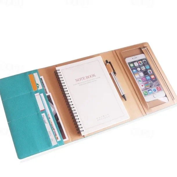 A5 Loose Leaf Creative Notepad Multifunctional Business Leather Notebook Card Phone Organizer Bag