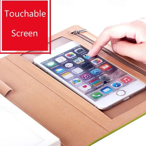 A5 Loose Leaf Creative Notepad Multifunctional Business Leather Notebook Card Phone Organizer Bag