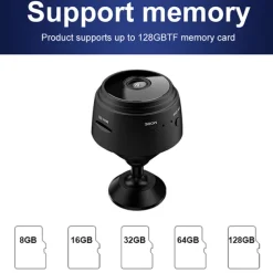 A9 Mini Camera 1080P IP Camera IR Night Magnetic Wireless Voice Video Surveillance Wifi Smart Home Security Camera with Safe Motion Detection Alarm Function Infrared Night Vision