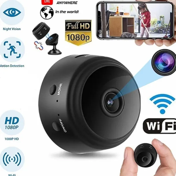 A9 Mini Camera 1080P IP Camera IR Night Magnetic Wireless Voice Video Surveillance Wifi Smart Home Security Camera with Safe Motion Detection Alarm Function Infrared Night Vision