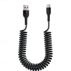 5A Type C Data Cable Spring Telescopic Fast Charging Cord Car USB C Charge Cord for Android Phone Accessories for Xiaomi Samsung