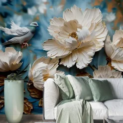 Abstract 3D Wallpaper Traditional Chinese Painting Home Decoration Wall Mural Roll Peel and Stick Removable PVC/Vinyl Material Self Adhesive/Adhesive Required Wall Decor for Living Room