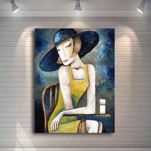 Abstract Picasso Man Playing Musical Instrument Poster Grace Woman Oil Painting on Canvas Nordic Jazz Violin Prints Home Decor