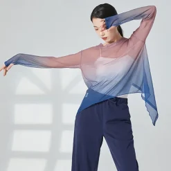 Activewear Top Pure Color Splicing Women's Performance Training Long Sleeve Polyester