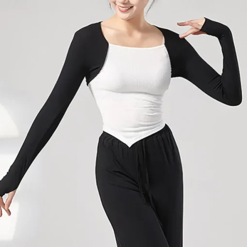 Activewear Top Pure Color Splicing Women's Performance Training Long Sleeve High Polyester