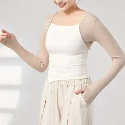 Activewear Top Pure Color Splicing Women's Performance Training Long Sleeve High Polyester