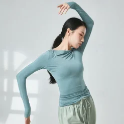Activewear Top Ruching Pure Color Women's Performance Training Long Sleeve Polyester