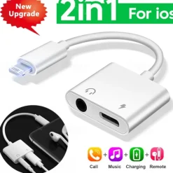 Adapter & Splitter For IPhone Headphones 2 In 1 Dual Interface For Iphone Charger Cable Aux Audio Adapter Converter For IPhone 13/12/11/X/XS/XR/8/7 IPad Support Calling Charging