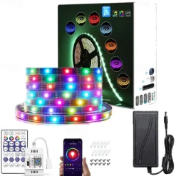 Addressable Dream color RGBIC WiFi Bluetooth LED Light Strip 5~10m 16.4~32.8ft Waterproof 5050SMD Work with Alexa Google Assistant