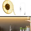 Adjustable Brightness Hand Wave Activation USB COB LED Light Strip 1-2.5m AA Battery Box Manual Scan Sensor LED Tape Light Lighting Suitable for Bedroom Backlit Kitchen Bedroom Mirror Wardrobe Display