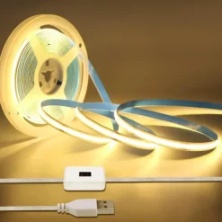 Adjustable Brightness Hand Wave Activation USB COB LED Light Strip 1-2.5m AA Battery Box Manual Scan Sensor LED Tape Light Lighting Suitable for Bedroom Backlit Kitchen Bedroom Mirror Wardrobe Display