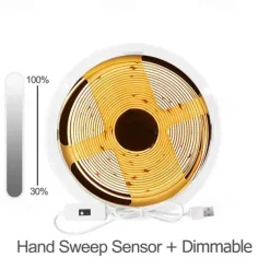 Adjustable Brightness Hand Wave Activation USB COB LED Light Strip 1-2.5m AA Battery Box Manual Scan Sensor LED Tape Light Lighting Suitable for Bedroom Backlit Kitchen Bedroom Mirror Wardrobe Display