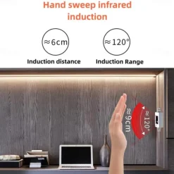 Adjustable Brightness Hand Wave Activation USB COB LED Light Strip 1-2.5m AA Battery Box Manual Scan Sensor LED Tape Light Lighting Suitable for Bedroom Backlit Kitchen Bedroom Mirror Wardrobe Display