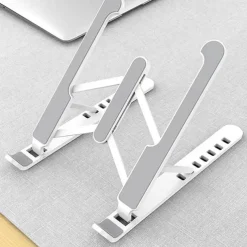 Adjustable Foldable Laptop Stand Non-slip Desktop Laptop Tablets racks Support for ipad Stand Folding Laptop Stand Holder Aluminum Portable Desk Silicone Bottom Non-Slip Mounts