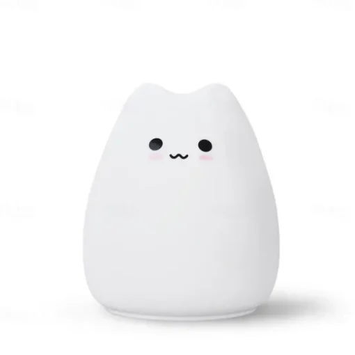 Adorable Cat LED Color-Changing Night Light Silicone Night Light Children's Bedroom Pat Pat Color Changing Cute Bedside Atmosphere Light