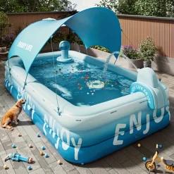 Adult Inflatable Swimming Pool with Free Inflation Tools, Large Outdoor Water Fun for Home and Family, Weekend Play, Summer Water Play