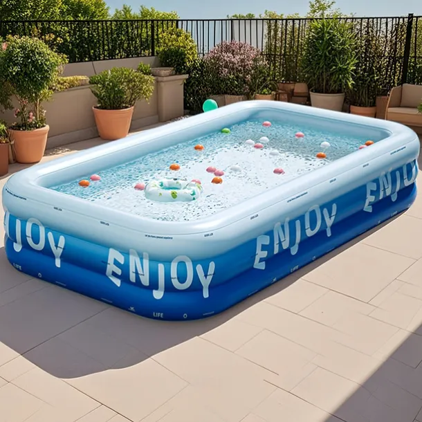 Adult Inflatable Swimming Pool with Free Inflation Tools, Large Outdoor Water Fun for Home and Family, Weekend Play, Summer Water Play