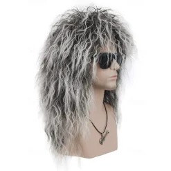 Adult Men Women Long Curly Wig 70s 80s Rocker Mullet Halloween Costume Cosplay Wig For Carvinal