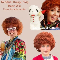Adult Wig Short Curly Reddish Orange Wig Carnival Cosplay Costume Wig Halloween Wigs