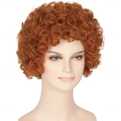 Adult Wig Short Curly Reddish Orange Wig Carnival Cosplay Costume Wig Halloween Wigs