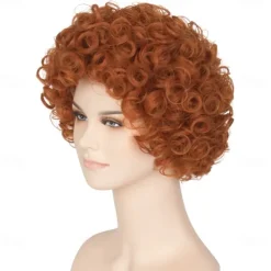 Adult Wig Short Curly Reddish Orange Wig Carnival Cosplay Costume Wig Halloween Wigs