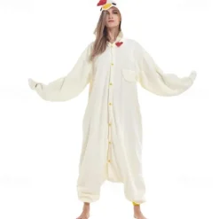 Adults' Animal Onesie Costume Carnival Costume Cartoon Cock / Chicken Onesie Pajamas Kigurumi Pajamas Charm Funny Costume For Men and Women Carnival Cartoon