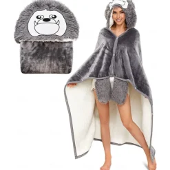 Adults' Character Bathrobe Nightwear Wearable Blanket Cartoon Onesie Pajamas Kigurumi Pajamas Cute For Men and Women Carnival Masquerade Cartoon
