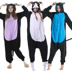 Adults' Character Nightwear Onesie Costume Carnival Costume Cat Onesie Pajamas Kigurumi Pajamas For Men and Women Christmas Carnival Cartoon