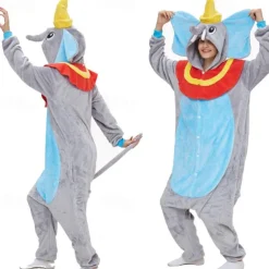 Adults' Character Nightwear Onesie Costume Carnival Costume Unicorn Elephant Onesie Pajamas Kigurumi Pajamas Funny Costume For Men and Women Carnival Cartoon