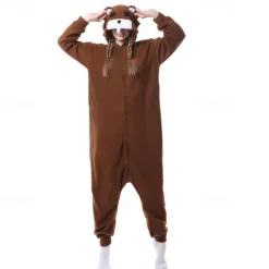 Adults' Character Nightwear Onesie Costume Carnival Costume Bear Onesie Pajamas Kigurumi Pajamas For Men and Women Carnival Cartoon