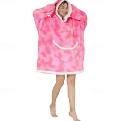 Adults' Character Oversized Hoodie Blanket Wearable Blanket With Pocket Milk Cow Leopard Onesie Pajamas Kigurumi Pajamas For Men and Women Carnival Masquerade Cartoon