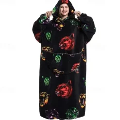 Adults' Character Oversized Hoodie Blanket Wearable Blanket With Pocket Shark Penguin Dinosaur Onesie Pajamas Kigurumi Pajamas For Men and Women Carnival Masquerade Cartoon