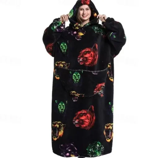 Adults' Character Oversized Hoodie Blanket Wearable Blanket With Pocket Shark Penguin Dinosaur Onesie Pajamas Kigurumi Pajamas For Men and Women Carnival Masquerade Cartoon