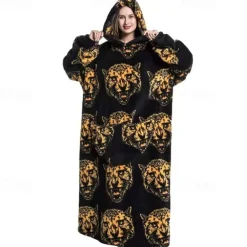 Adults' Character Oversized Hoodie Blanket Wearable Blanket With Pocket Bear Dinosaur Dog Onesie Pajamas Kigurumi Pajamas For Men and Women Carnival Masquerade Cartoon