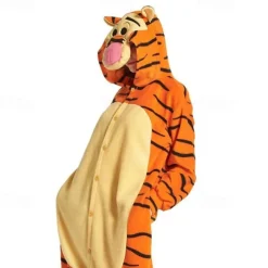 Adults' Cosplay Costume Party Costume Costume Cartoon Tiger Animal Animal Onesie Pajamas Polar Fleece Cosplay For Boys Girls' Couple's Christmas Animal Sleepwear Cartoon Festival / Holiday Costumes